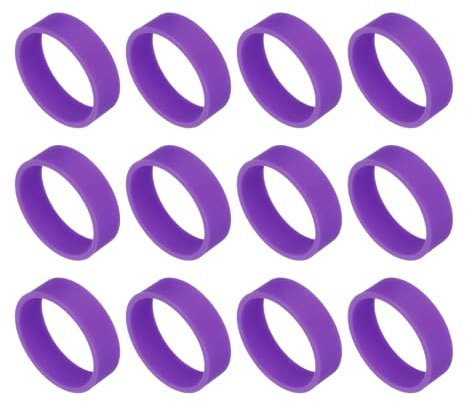 sourcing map 12Pcs Silicone Rubber Bands,20mm/0.8Inch Rubber Bands Rings Cable Ties Strong Elastic Bands Non-Slip for Cord Wrapping Bag Wraps, Purple