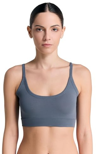 ALBERO NATUR Dam bustier ekologisk bomull sport bh undertröja yoga pilates, Mörk skiffer, M