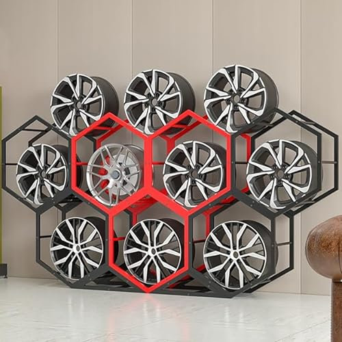 SaryEdge Soporte para Llantas de Garaje, Organizador de Acero para Llantas de Repuesto, Expositor Triangular Hexagonal para Llantas pequeña(