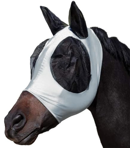 Super Comfort Fliegenmasken für Pferde Fliegenmasken für Pferde mit Ohren Atmungsaktiv Elastisch Lycra mit Webbesatz Augenschutz