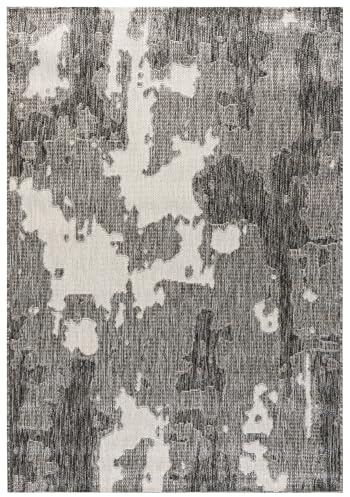 Mazovia Alfombra de Exterior Balcón 120x170cm Antracita Gris Abstracto | Alfombra de Jardín para Terraza Resistente a la Intemperie Pelo Corto Antialérgico Suelo Radiante Fácil de Limpiar Robusto