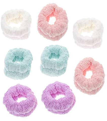 OATIPHO 4 Banda de Muñeca Absorbente para Lavar la Cara de Toallas de Muñeca Banda Elástica para Maquillaje y Blanco Verde Rosa