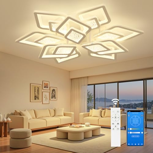 EASY EAGLE LED Deckenlampe Wohnzimmer, LED Deckenleuchte Dimmbar 80W, Wohnzimmerlampe Modern 72CM mit Fernbedienung und App für Schlafzimmer Esszimmer Kinderzimmer