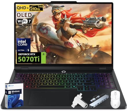Lenovo Legion Pro 5i Gaming Laptop 2025 New, NVIDIA RTX 5070Ti 12GB GDRR7, 16 2.5K 240Hz 1ms OLED Display, Intel Ultra 9 275HX, 64 GB DDR5 5600MT/s, 4 TB SSD, Wi-Fi 7, Windows 11 Pro, Accessories