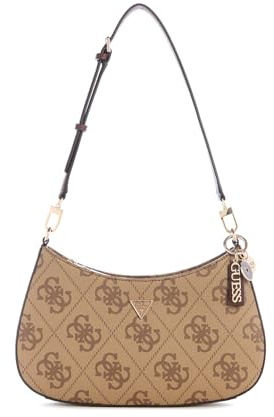 GUESS Schultertasche Noelle II Top Zipper Shoulder Bag Latte Logo/Brown hellbraun