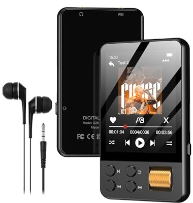 AGXOV Lecteur MP3 64Go avec Bluetooth 5.4, Lecteur Musique Enfant Hi-FI avec Écran Tactile 2.4, Baladeur MP3 Sport Compatible avec Radio FM, Enregistrement, Prend en Charge Cartes TF Jusqu'à 128 Go