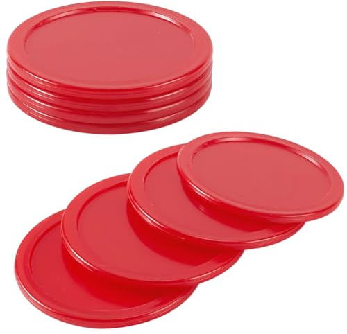 CREATCABIN 8PCS Air Hockey Pucks 2.5 Inch Heavy Replacement Pucks Standard Plastic Lightweight for Tables Equipment Practicing Training Sets Entertainment Party Accessories Indoor Adults Red