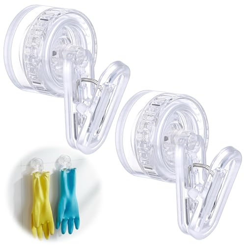 Neyauo 2PCS Dish Glove Clip, Glove Holder Clip Documents Towels | with Suction Cup, Rotatable, Removable Wall Hooks, for Kitchen, Bathroom, Office, for Dish Gloves