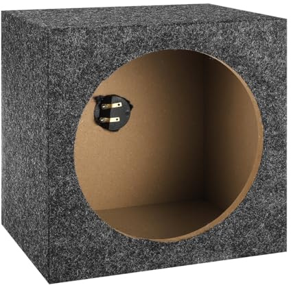 sourcing map 10 Inch Ported Wooden Speaker Enclosure, Gray Single Vented Subwoofer Box Car Audio Truck Speaker Box for DIY Home Vehicles Audio Custom Sound Supplies