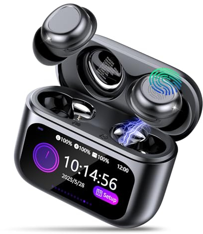 Wireless Sleep Earbuds with Smart Touch Screen, Bluetooth 5.4 Headphones In Ear with ENC Noise Cancelling Mic, 48H Sleep Headphones with 5 EQ Modes, HiFi Stereo IP7 Waterproof Ear Buds, Deep Black