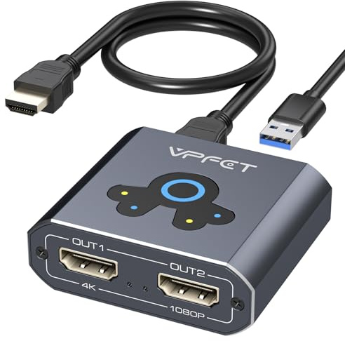 VEDINDUST Répartiteur HDMI Extend 4K 60Hz vers Dual HDMI Adaptateur | Support Mirror ou Extend Compatible avec Windows XP/7/8/10/11 et macOS Convient pour Moniteurs, Téléviseurs, Projecteurs