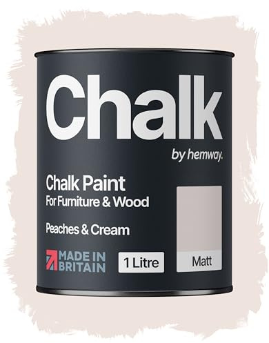 Hemway Chalk Paint Peaches and Cream 1L, Matt Finish Shabby Chic | Furniture Paint, Chalk Furniture & Walls, Quick Dry & 1 Coat