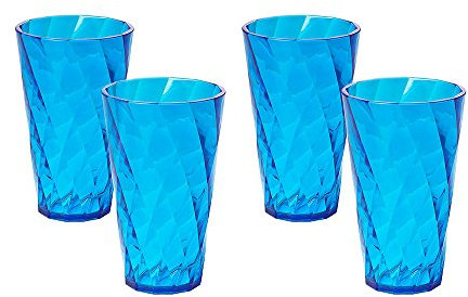 omada Design 4 vasos para bebidas 50 cl, transparente y de color, Diamond Line