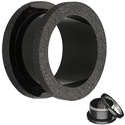 Treuheld | Flesh Tunnel in Diamant-Optik - SCHWARZ - 12 Größen: 1,2-30mm - Edel-Stahl Profi-Qualität - zum Schrauben - Ohr-Tunnel schraubbar mit Gewinde - Piercing Ohr-Plug - Chirurgen-Stahl 316-L