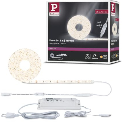Paulmann 789.57 SimpLED Power Strip Set 5m Warmweiß 50W beschichtet mit Schnurdimmer 1100lm/m