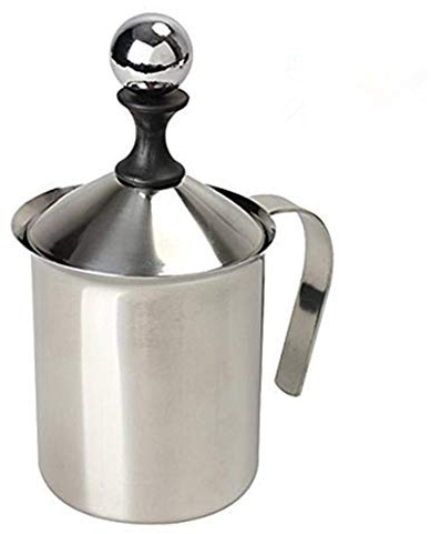 Milk Frother, HomeGoal Stainless Steel Manual Milk Foamer, Handheld Coffee Milk Frothing Pitchers,Manual Operated Milk Foam Maker For Cappuccino Coffee Latte Hot Chocolate(14-Ounce/400ml)