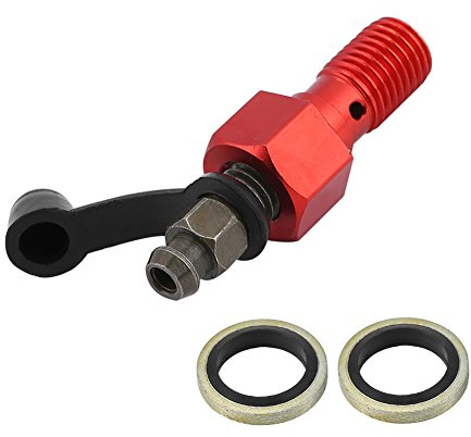 Akozon M10x1,25mm Motorrad Hauptbremszylinder Bremssattel Entlüftungsschraube Nippel Hohlschraube Staubkappe(rot)