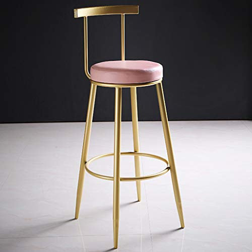 Pub Höhe Barhocker - Arc Gold Eisen Rückenlehne - 5 cm verdicken Kunstleder gepolstert - für Esszimmer, Küche, maximale Belastung 200 kg, (65 cm / 75 cm)