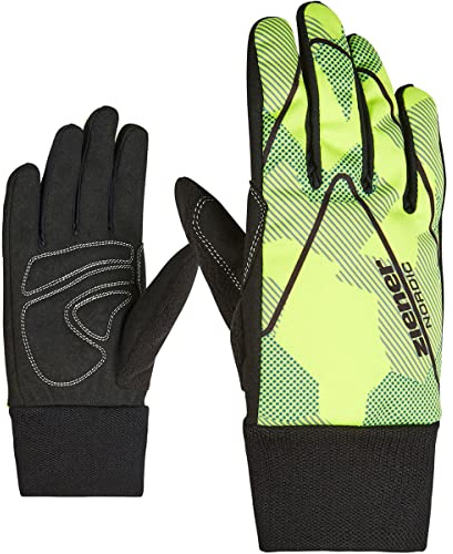 Ziener barn Unico Junior långlöpande/nordic/crosscountry-handskar | vindtät, andningsaktiv, mjukt skal lime camo X-L