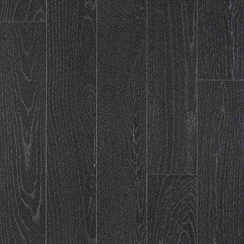 247Floors Flash Wood Plank Effect Vinyl Flooring 2.3mm Realistic Foam Backed Lino Slip Resistant (3m x 3m / 9ft 10 x 9ft 10, Dark Grey Planks)