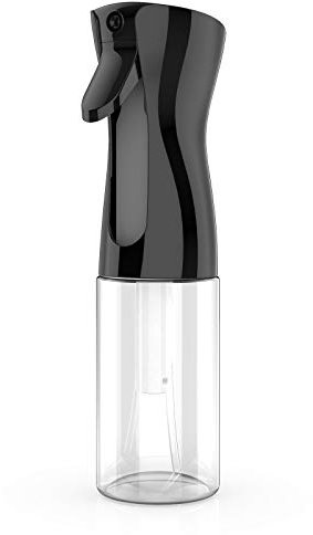 GeeRic Bottiglia Spray Capelli, 200ML Bottiglietta Spray per Parrucchieri Ultrafine Nebulizzatore per Capelli Riutilizzabile Strumento Capelli Spruzzatore Capelli per Barbiere/Piante/Fiori Nero&Tras