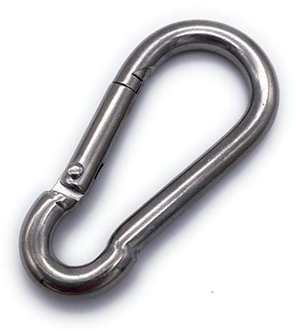 2 Stk. Feuerwehr Karabinerhaken Edelstahl V4A Ø 10 x 100 mm | Hochglanz poliert | EINGEPRÄGTE Tragfähigkeit (WLL): 350kg | DIN 5299 Form: C | (10x100, V4A)
