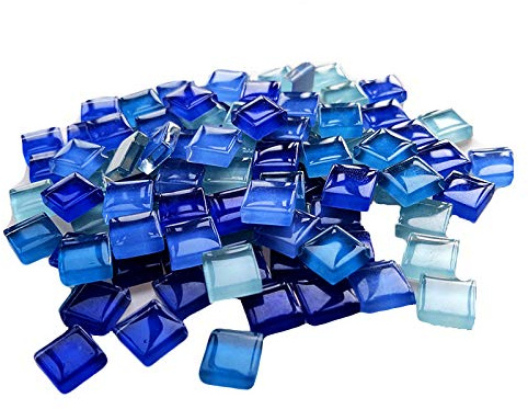 100 Pieces Bulk Mosaic Tiles Assorted Color Opaque Mosaic Glass Crafts Supplies for DIY Picture Coaster Home Mosaic Decoration(1x1cm,Blue Series)