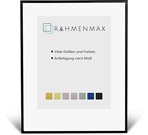 RahmenMax® Alaska Bilderrahmen 44x62 cm zum Aufhängen/Bilderrahmen Maßanfertigung möglich/Posterrahmen aus Aluminium/Bilder Rahmen in Schwarz Matt mit Acrylglas/Puzzle Rahmen
