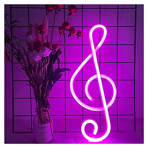 ENUOLI Pink Music Note LED Neon Wall Light USB/Battery Hanging Sign Home | Pink Glowing Music Note Shaped Hanging LED Art Lamp for Bedroom Wall Party Xmas Gift and Room Decor Display