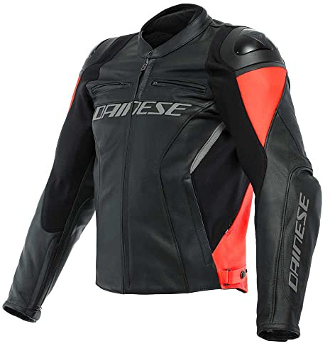 Dainese Racing 4 Motorrad Lederjacke, schwarz/rot, 52
