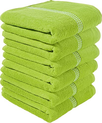 Erwin Müller Walk-Frottier Handtuch 6er-Pack Mannheim Uni apfelgrün Größe 50x100 cm - schnell trocknend und extra saugstark, praktisch durch beidseitige Schlaufen, 100% Baumwolle