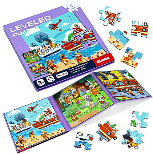 BBLIKE Kinderpuzzle Magnet Puzzle Feuerwehr Puzzle für Kinder Puzzle ab 3 Reisespiele Kinder ab 3 Lernspielzeug für Kinder 3 4 5 Jahren Alt (Feuerwehr)