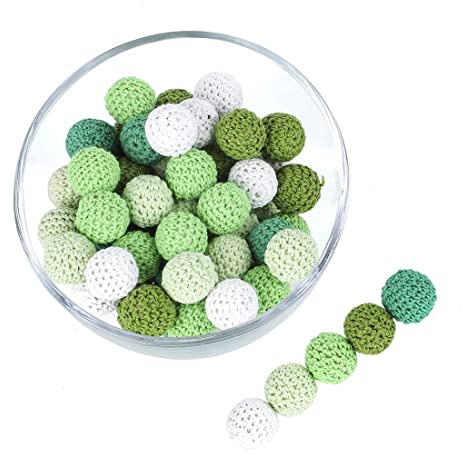 Promise Babe Adulto Colorato Rotondo Crocheted Perline di Legno con Foro per il Filo, Handmade Palline di DIY Gioielli Collana Braccialetto Crafting All'uncinetto Perline di Legno (Type5001-10P)