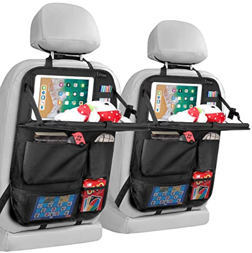 LUCMO Auto Rückenlehnenschutz, Autositz Organizer, Rücksitz Organizer mit Tablet/Telefon Aufbewahrung, Wasserdicht Multifunktionale Auto Aufbewahrungstasche kinder