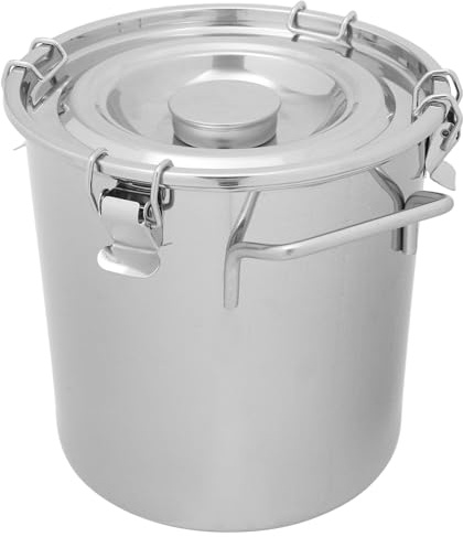 BESTonZON Edelstahl Luftdichter Vorratseimer 6l mit Verschluss und Griff Praktischer Küchenaufbewahrungsbehälter für Fett und Getreide in Silber für Küche