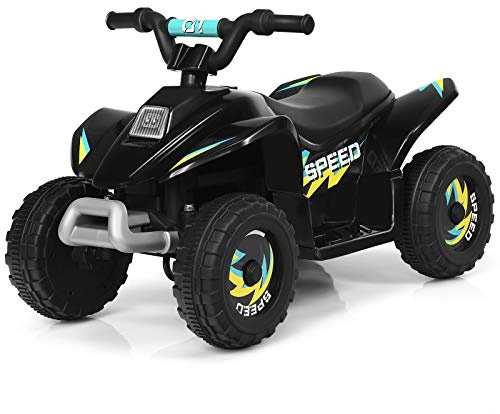 GOPLUS Elektrisk Kindquad, ATV, 6 V, med fram- och bakåtbrytare, miniquad, barnbil, elfordon av PP stål, elektrisk motorcykel för barn från 3 år, bärbar upp till 30 kg, 73 x 40 x 44,5 cm (svart)