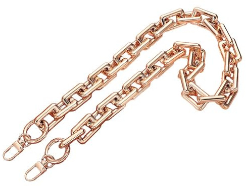Wambere Acryl Taschenkette Beutelkette Schulterriemen Kette Trageriemen Bag Chain Tasche Kettenriemen mit Metallschnallen,für DIY Taschen Umhängetaschen Geldbörsen Handtasche Ersatzkette,Gold 80cm