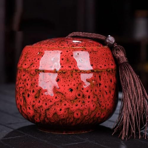 Tea Storage Tank, Ceramic Tea Jar,Tea Caddy,Tea Tins, Vintage Chinese Style Storage Jars,Ceramic Storage Jars Tea Tins Vintage Chinese Style Canister Jar Traditional Sealed Lids,Red ( Color : Red )