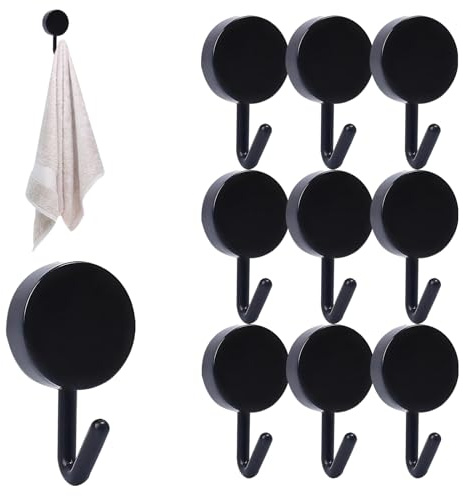 10PCS Self Adhesive Hooks, Heavy Duty Stick on Wall Adhesive Hangers Towel Hooks, Wall Hanging Adhesive Hooks for Kitchen Bathroom Bedroom Door Towel Coat Key Hooks