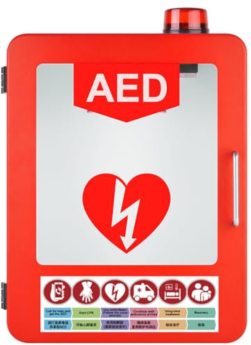 AED-Defibrillator-Aufbewahrungsschrank, Erste-Hilfe-AED-Defibrillator-Aufbewahrungsschrank zur Wandmontage, Erste-Hilfe-Schrank, Trennwandposition verstellbar, passend für die meisten AED-Modelle (r