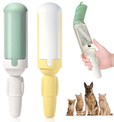 YIZWINS 2 Stück Fusselrolle Tierhaare, Wiederverwendbare Fusselrolle für Katzenhaare und Hundehaare, Fusselroller Tierhaare, Haustierfellentferner Bürsten für Kleidung, Teppich, Sofa