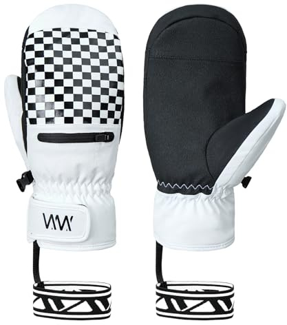 VXW Winter Ski Gloves for Men and Women, Waterproof & Windproof 3M Mittens for Skiing and Snowboard in Cold Weather(White, Medium)