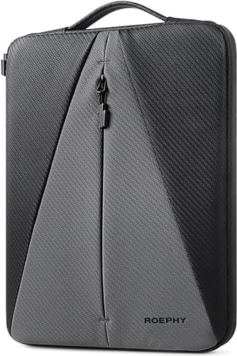 ROEPHY 14-15 Inch Laptop Sleeve Case,Waterproof Laptop Protective Carry Case for MacBook Air 15 M3 M2 / Acer Chromebook/Lenovo IdeaPad ThinkPad/HP Pavilion EliteBook/Dell XPS, Black + Grey