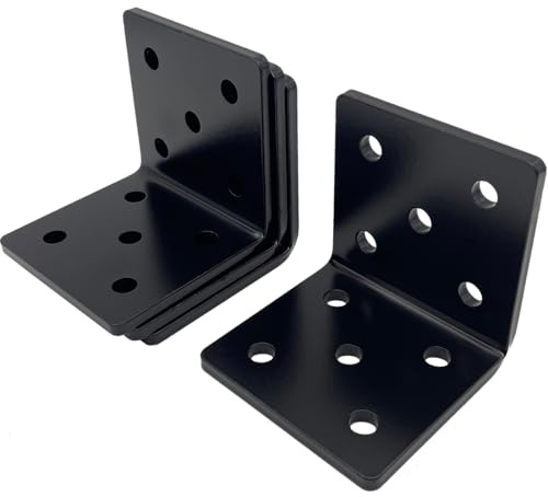4Pcs 3.5 inches Heavy Duty L Right Angle Steel Brackets, 90-Degree Workbench countertop Support Fireplace Mantel l Shaped Black Shelf Corner Brace Brackets for Shelves,Thickness 1/4(6mm)