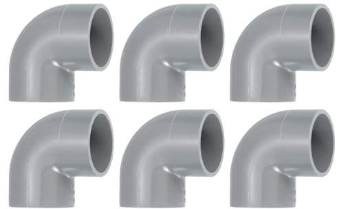 QUARKZMAN 32mm 6 Stück PVC 90 Grad Winkel Rohrverbinder, Reduzierverbinder Reduzierstück Rohrverschraubung Rohrkupplung Adapter für Garten Bauernhof Bewässerung Wasserrohr Armaturen, Grau
