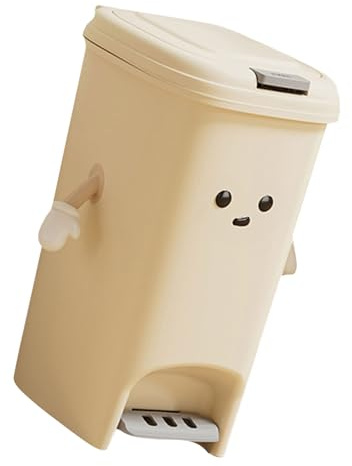 Ukbzxcmws Pattumiera color crema con doppia apertura e pressione e meccanismo a pedale, 8 l, 10 l, 15 l, grande capacità per uso domestico