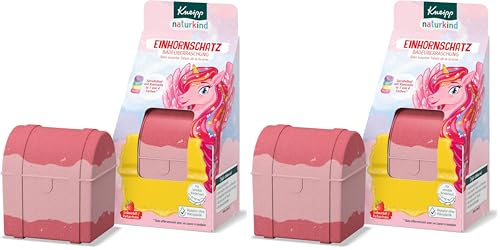 Kneipp naturkind Badeüberraschung Einnhornschatz - Sprudelnde Badekugel für Kinder mit Überraschung - Badespass Einhorn Badeüberraschung Schatzkiste mit Knetseife zum Spielen und Reinigen - 1 Stück
