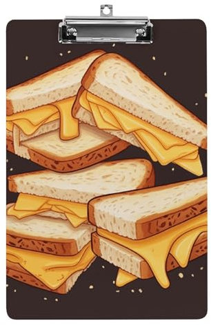 Porte-bloc léger en acrylique pour sandwichs au fromage - Pour format A4 standard - 21,6 x 31,8 cm - Avec clip en métal discret - Joli porte-bloc à suspendre pour le travail