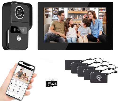ANJIELO SMART Système d'interphone vidéo à 2 fils avec caméra 1080p, moniteur tactile de 17,8 cm, kit de téléphone vidéo WiFi pour la maison, détection de mouvement, déverrouillage 3 en 1, Tuya (1