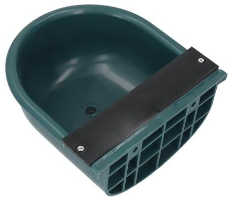 Jectse Abreuvoir pour Bétail en Plastique avec Trou de Drainage, 28 X 27 X 12,5 Cm, Bol Seul, Grande capacité pour Vaches, Chiens, Chevaux, Chèvres, Cochons (Vert foncé)